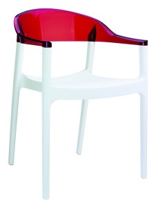 Fotel kuchenny plastikowe Kamen biały czerwony