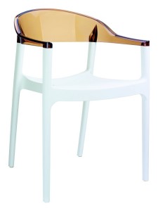 Fotel kuchenny plastikowe Karmen biały bursztyn