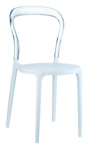 Kuchenne krzesło plastikowe Krzesło Mister białe clear