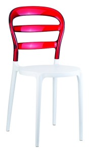 Plastikowe krzesło do kuchni Miss białe czerwone