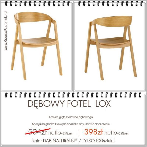 Nowoczesne drewniane krzesło dębowe LOX BS w cenie promocyjnej. inna nazwa krzesła NK-16c