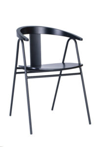 Krzesło drewniane z nogą metalową BS-UVE czarne nowość od Meble Radomsko