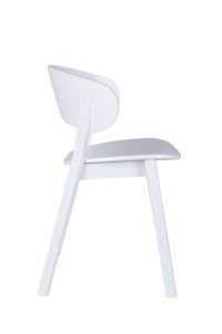 Designerskie białe krzesło drewniane DOMA-AS twarde widok z boku