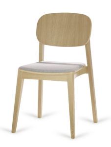 Dębowe sztaplowane krzesło nowoczesne ALLEGRI-AS tapicerowane projektant Yago Sarri