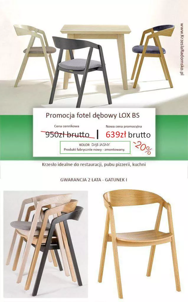 Nowoczesne krzesła dębowe LOX w cenie promocyjnej